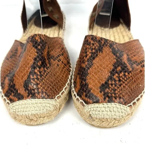 ASH Spain Rockstud Leather Suede Flat Espadrilles Brown Piton Print 37 US 6,5 - Picture 8 of 16